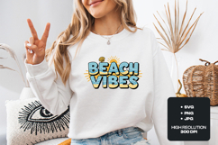 Beach Vibes SVG - Summer Shell &amp; Sun Retro Shore Cut File Product Image 2