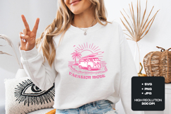 Vacation Mode SVG - Pink Retro Camper Van Beach Art Product Image 1