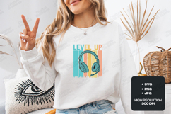 Retro Level Up Gaming SVG - Headset Gamer Sweatshirt Design Product Image 2