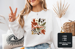 Retro Autumn Mushrooms and Flowers Floral Clipart Graphic Product Image 1