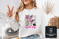 Girls Trip Pink Flamingo Beach SVG Retro Summer Vacation Product Image 2