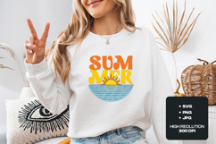 Retro Summer Sunset SVG - Ocean Horizon Beach T-Shirt Art Product Image 2