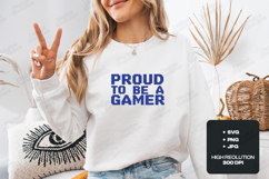 Proud To Be A Gamer SVG - Blue Pixel Art Typography Design Product Image 1