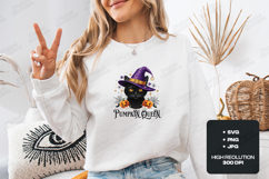 Pumpkin Queen SVG - Retro Halloween Black Cat Witch Cut File Product Image 2