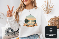 Lake Escape Sunset SVG - Retro Cabin &amp; Sailboat Sublimation Product Image 2