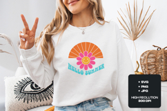 Hello Summer SVG - Retro Smiley Daisy Sunburst Cut File Product Image 2