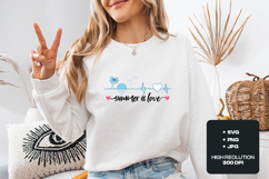 Tropical Beach Heartbeat SVG - Summer Vacation Sunset Product Image 2