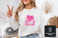 Retro Western Valentine Pink Cactus Heart PNG Sublimation Product Image 2