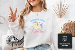 Unicorn Yeah I Am Six Cute Birthday Girl T Shirt Design Product Image 2