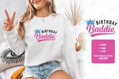 Birthday Baddies Tshirt Design Script Typography Art Product Image 2