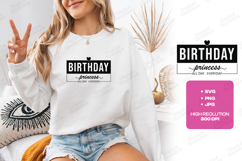 Birthday Princess Tshirt Design Black And White Typography Product Image 2