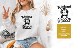Weekend Groove Monkey SVG PNG JPG Cute Music Shirt Art Product Image 2