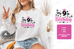 My 9th Birthday Month Tshirt Design Script Typography Art Product Image 2