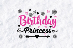 Princess Birthday Month Tshirt Design Script Typography Art Product Image 3