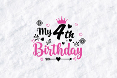 My 4th Birthday Tshirt Design Script Typography Art Product Image 3