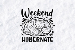 Weekend Hibernate Cat SVG PNG JPG Cute Cozy Sleep Art Product Image 1