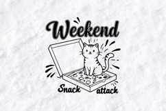 Weekend Snack Attack Cat SVG PNG JPG Pizza Funny Art Product Image 1