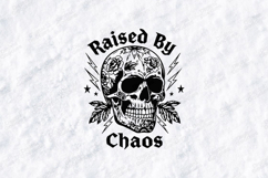 Raised By Chaos Skull Floral Shirt Design Product Image 1