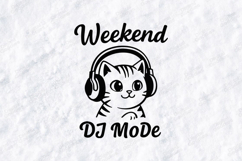 Weekend DJ Mode Cat Tshirt Design Cute Headphone Art Product Image 1
