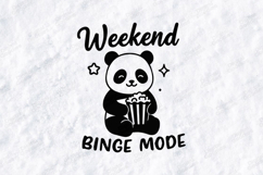 Weekend Binge Mode Panda SVG Popcorn Cute T Shirt Design Product Image 1