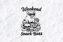 Weekend Snack Boss Pig Tshirt Design Funny Food Product Image 1