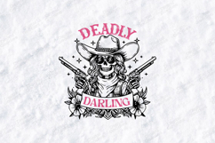 Deadly Darling Cowgirl Skull Shirt Design Product Image 1