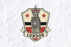 London England SVG Big Ben Crest Retro Travel Logo PNG Product Image 2