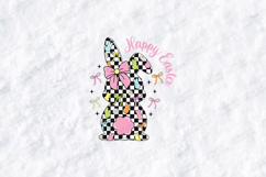 Checkered Coquette Easter Bunny SVG Retro Bow Easter Design Product Image 1