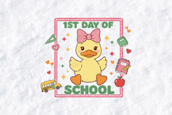 1st Day of School SVG - Kawaii Duckling Teacher Cut File Product Image 1