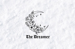 The Dreamer SVG - Gothic Floral Crescent Moon Celestial File Product Image 1