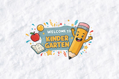 Welcome To Kindergarten SVG - Kawaii Pencil and Apple File Product Image 2