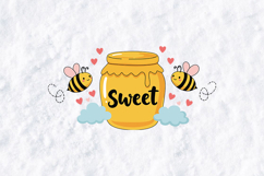 Cute Honey Jar and Bees Illustration - Sweet Kawaii PNG Product Image 1