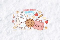 Lunch Break Legends SVG - Kawaii Milk and Cookie Cut File Product Image 2