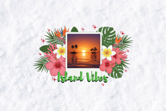 Island Vibes Sunset Polaroid PNG Tropical Beach Sublimation Product Image 1