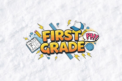 First Grade SVG - Superhero Comic Style School Cut File Product Image 1