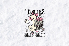 Teachers Make Magic SVG - Cute Duck Book Stack School File Product Image 1