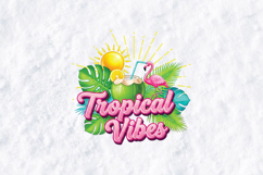 Tropical Vibes Summer Flamingo Coconut Sublimation PNG Product Image 2