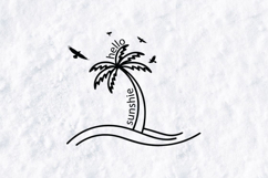 Hello Sunshine Palm Tree SVG - Beach Summer Waves Cut File Product Image 2