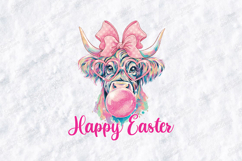 Highland Cow Bubblegum SVG - Happy Easter Heifer Sublimation Product Image 2