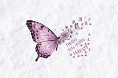 Hello Lets Make Happy SVG - Floral Butterfly Inspirational Product Image 3