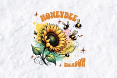 Retro Honeybee Meadow Sunflower Watercolor Sublimation Product Image 2