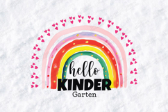 Hello Kindergarten SVG - Boho Watercolor Rainbow School File Product Image 1