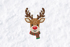 Reindeer Head Embroidery SVG | Cute Festive Animal Art Product Image 1