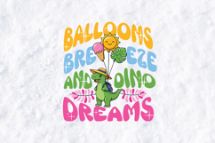 Cute Dino Dreams SVG - Balloons Breeze Dinosaur Beach Art Product Image 1