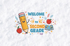 Welcome To Second Grade SVG - Kawaii Pencil and Apple File Product Image 1