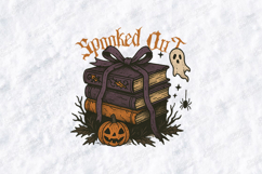 Spooked Out SVG - Retro Halloween Book Stack Cut File Product Image 1