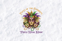 Mardi Gras SVG - Triple Mask Magic Carnival Cut File Product Image 2