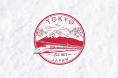 Tokyo Japan SVG - Vintage Mount Fuji &amp; Bullet Train Design Product Image 1
