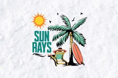 Summer Beach Raccoon &amp; Sun Rays Sublimation PNG Design Set Product Image 3