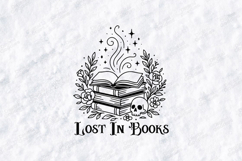 Lost In Books SVG - Gothic Bookish Skull Magic Cut File Product Image 1